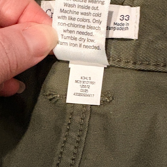 Men’s Cargo Shorts Green Cotton Utility Workwear Summer Casual Size 33 NWT - Picture 3 of 5